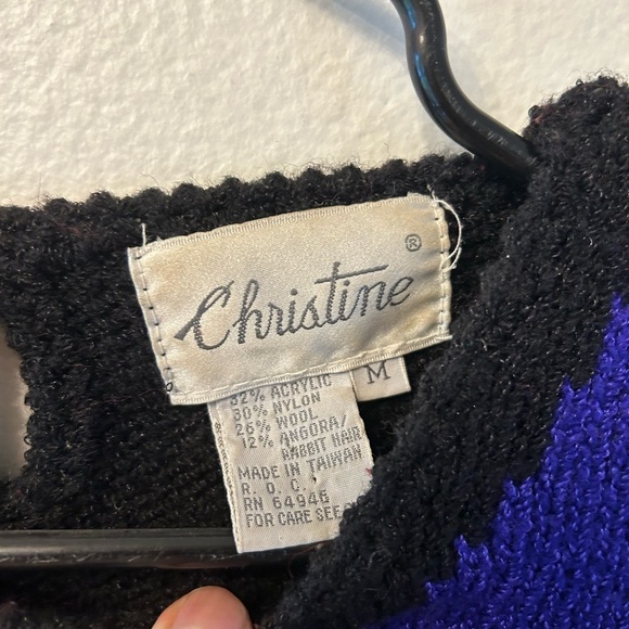Vintage Christine Christmas Sweater Size Med With Shoulder Pads. Holiday Sweater - Picture 7 of 9
